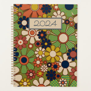 Agenda Flores do Jardim Retro Groovy 70s Floral Vintage