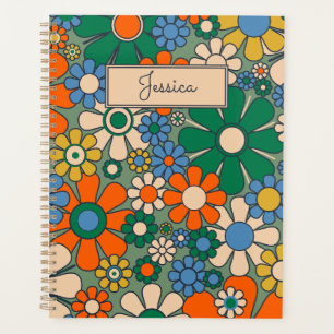 Agenda Flores do Jardim Retro Padrão Floral do Groovy 60s