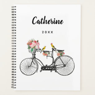 Agenda Flores e Pássaros Românticos De Bicicletas