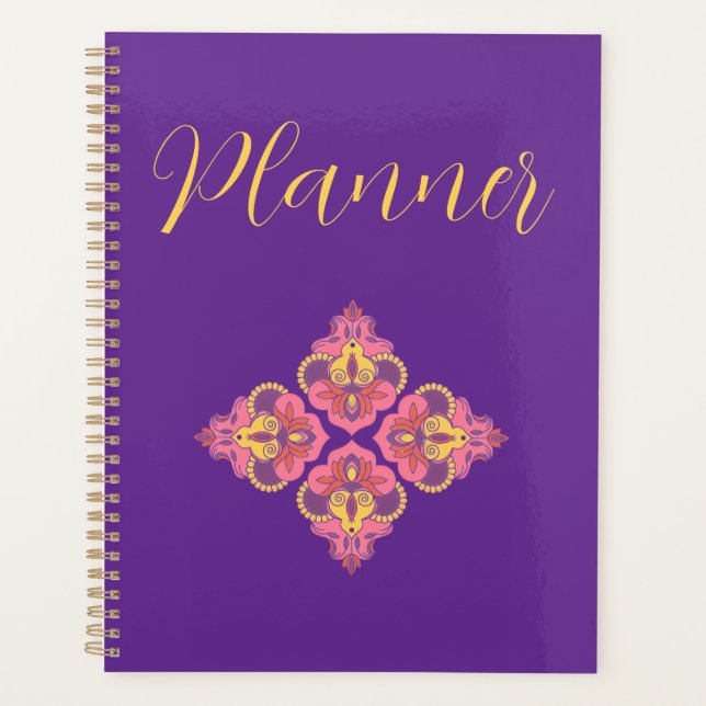 Agenda Flores em Espiral Roxa (Frente)