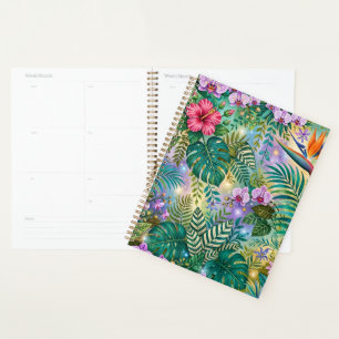 Agenda Flores Fantasia da Selva Roxo Verde Dourado Sonhad