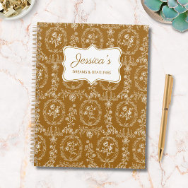 Agenda Flores Florais Rococó Antigo Nome Personalizado