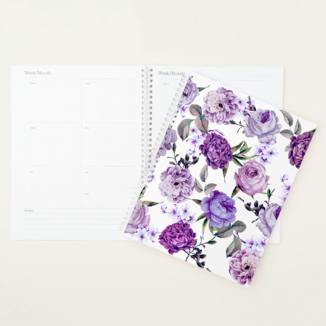 Agenda Flores Lilás Violetas Liláticas Elegantes (Exibição)