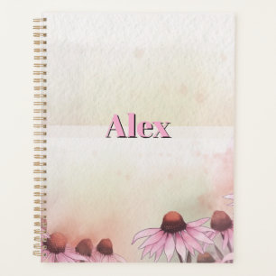 Agenda Flores Modernas em Aquarela & nome personalizado