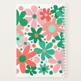 Agenda Flores modernas, fundas, verdes, rosa, corais.