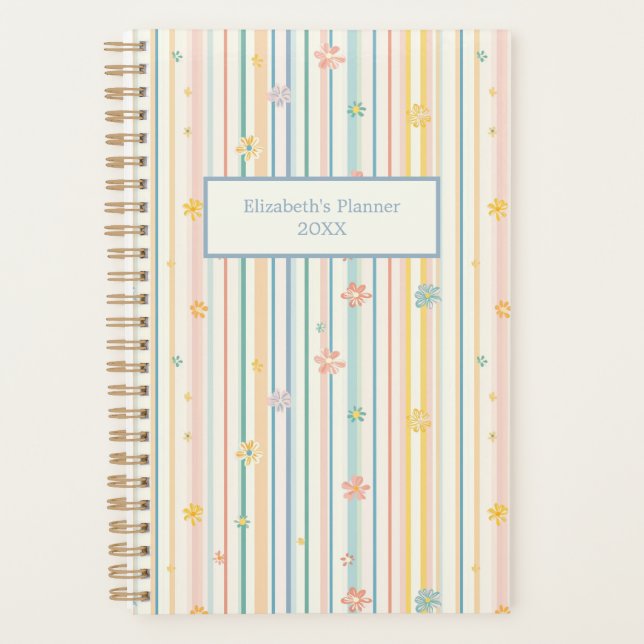Agenda Flores Personalizadas de Pastel Listras Anuais (Frente)