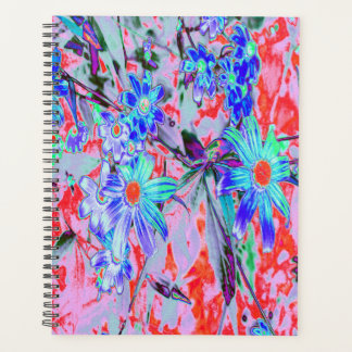 Agenda Flores Retro Psicodélicas Aqua Verde e Laranja