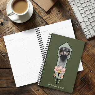 Agenda Flores Rosa de Avestruz Verde Oliva Art Déco