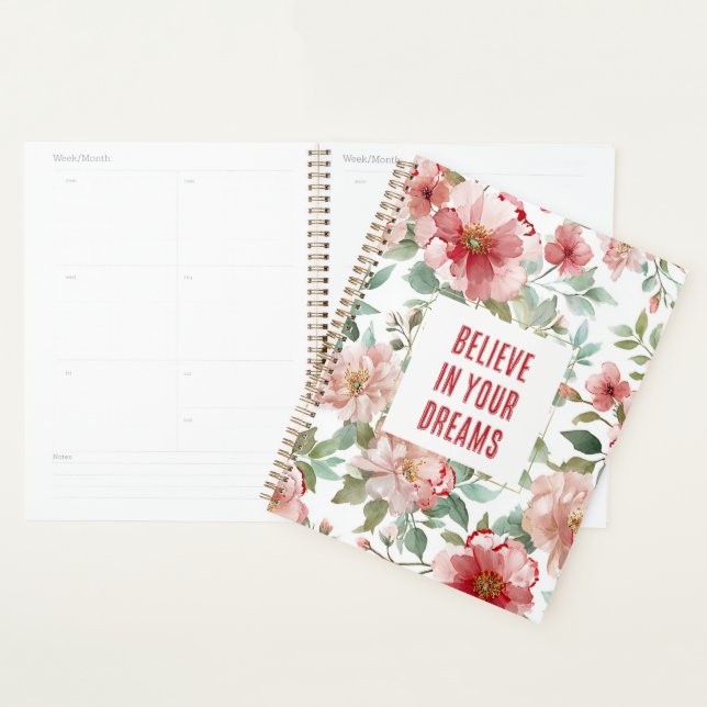 Agenda Flores Rosa Vermelhas Acredite nos Sonhos (Exibição)