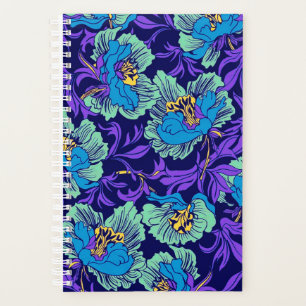 Agenda Flores roxas e azuis William Morris
