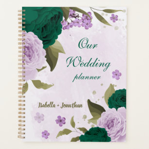 Agenda flores roxas esmeralda verde casamento