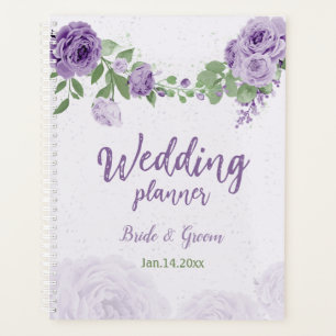 Agenda flores roxas românticas vegetação casamento