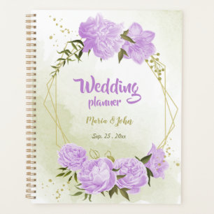 Agenda flores roxas românticas vegetação casamento
