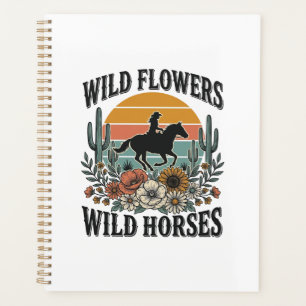 Agenda Flores Selvagens Cavalos Ocidentais Camisa Floral