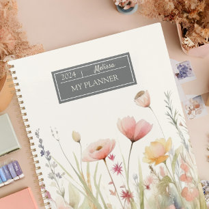 Agenda Flores Selvagens da Flora de Beige Elegante
