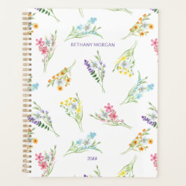 Agenda Flores Selvagens de bonito Aquarela Personalizadas