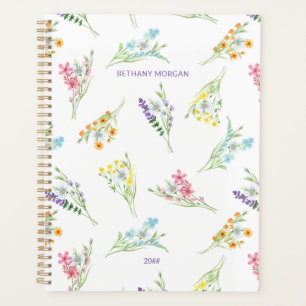 Agenda Flores Selvagens de bonito Aquarela Personalizadas