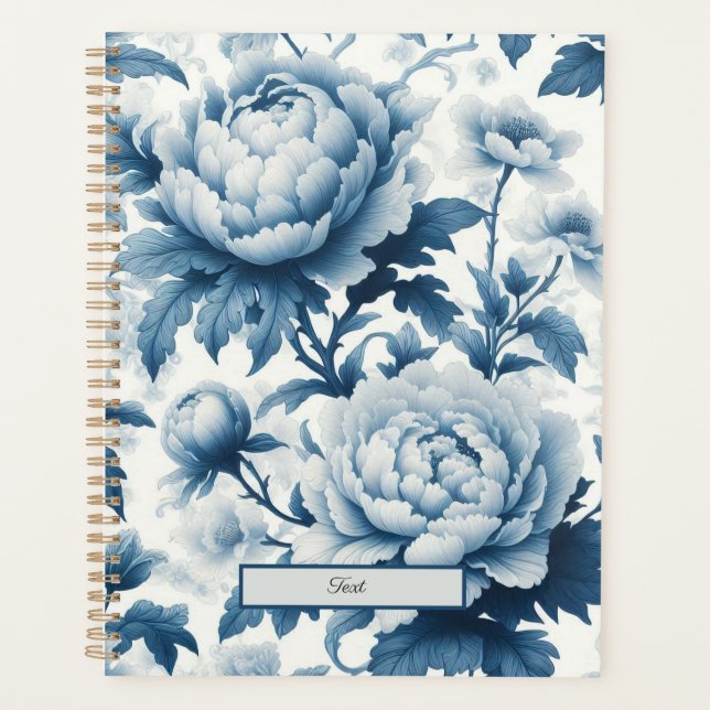 Agenda Flores Selvagens de Chinoserie Azul (Frente)