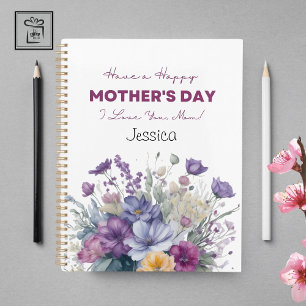 Agenda Flores Selvagens de Cor de Água Personalizada Eleg
