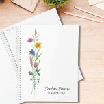 Agenda Flores Selvagens Personalizadas<br><div class="desc">Este planificador floral apresenta flores silvestres de cor aquática delicadas. Facilmente personalizável com seu nome e ano. Use a Ferramenta Design para alterar o tamanho, o estilo ou a cor do texto. Rapariga e feminina esta design é perfeita para casa, negócios, escola e faculdade. Original Watercolor © Michele Davies.</div>
