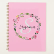 Flores Selvagens Rosa Personalizadas Monograma