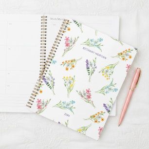 Agenda Flores Silvestres Personalizadas em Aquarela Bonit