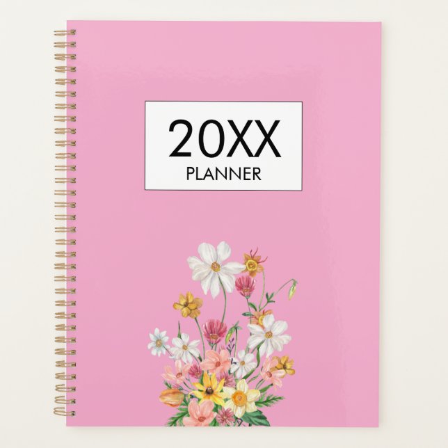 Agenda Flores Silvestres Rosa Personalizadas (Frente)