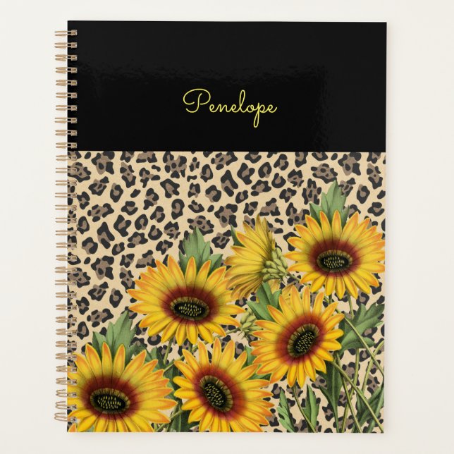 Agenda Flores-Sol Personalizadas Leopardo (Frente)