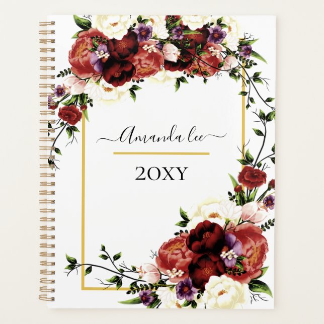 Agenda Flores Terracotta Cream Burgundy floral (Frente)