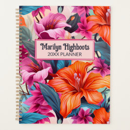 Agenda Flores Tropicais Cor-de-rosa e laranja