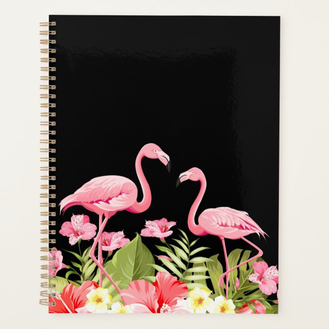 Agenda Flores Tropicais e Design de Flamingos (Frente)