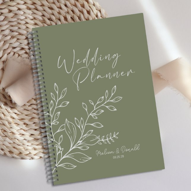 Agenda Flores Verde Salvia Casamento Boho (Criador carregado)