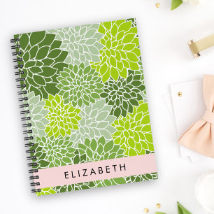 Agenda Flores Verdes Dahlia, Padrão Floral, Seu Nome