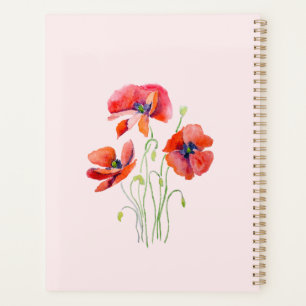 Agenda flores vermelhas da papoila pintadas manualmente