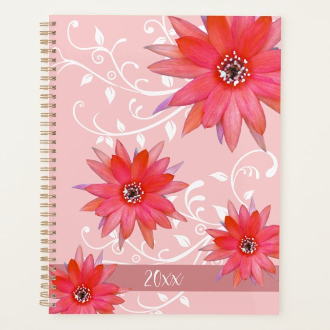 Agenda Flores Vermelhas Whimsical Folhas Suavemente Acres (Frente)