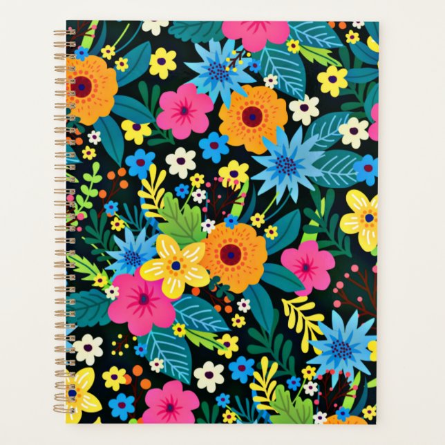 Agenda Flores Vibrantes Ditsy Padrão Floral-43785 (Frente)