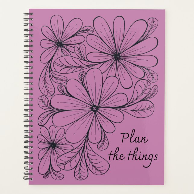 Agenda Flores Whimsical em Roxo (Frente)