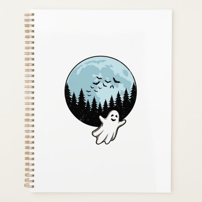 Agenda Floresta Assustadora de Fantasmas de Halloween Lua (Frente)