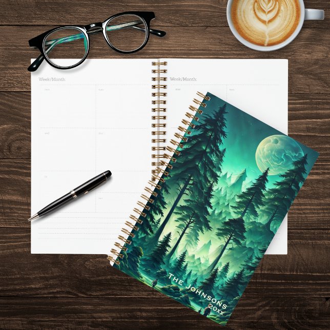 Agenda Floresta de Aquarela com Lua Cheia (Criador carregado)