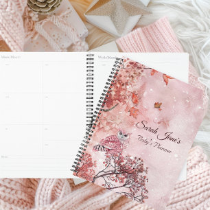 Agenda Floresta de inverno rosa moderna Bebê