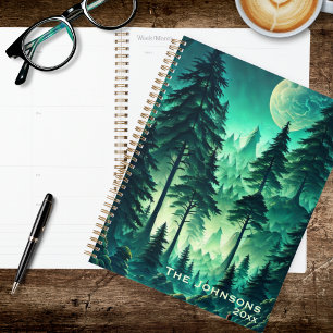 Agenda Floresta em Aquarela com Lua Cheia