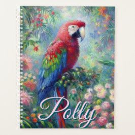 Agenda Floresta Floral de Pássaro de Papagaio Personaliza