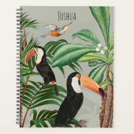 Agenda Floresta Tropical de Cores Aquáticas e Pássaros tu