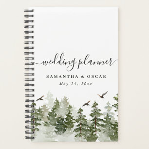 Agenda Floresta Verde Moderna De Aquarela De Inverno Com