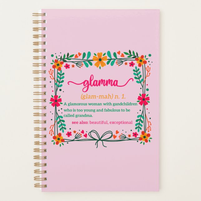 Agenda Flower Frame Glamma Vovó Definição de vovó (Frente)