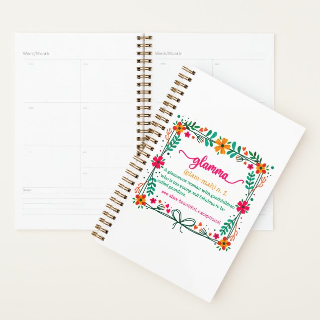 Agenda Flower Frame Glamma Vovó Definição de vovó (Exibição)