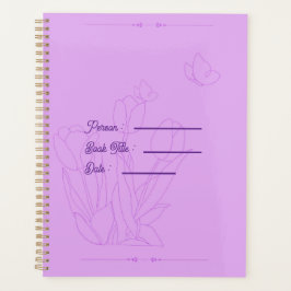 Agenda Flower Outline Book Purple Cover