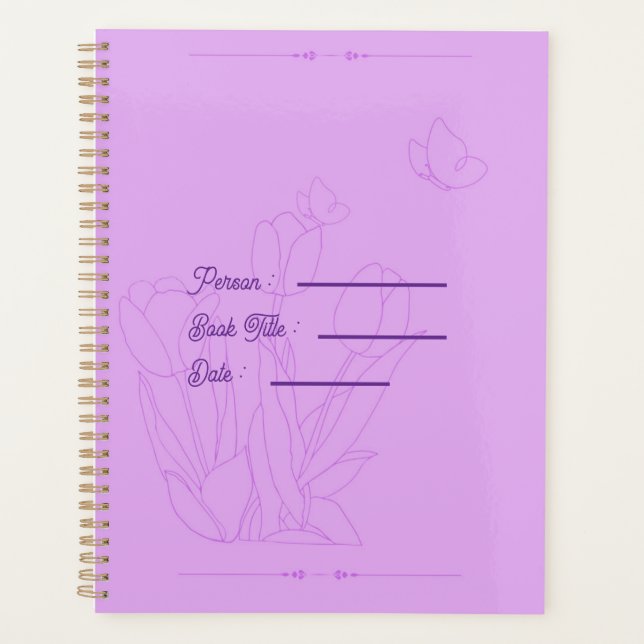 Agenda Flower Outline Book Purple Cover (Frente)