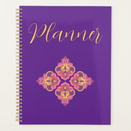 Agenda Flowers on Purple Spiral Photo Notebook