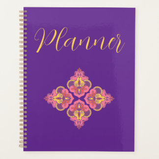 Agenda Flowers on Purple Spiral Photo Notebook